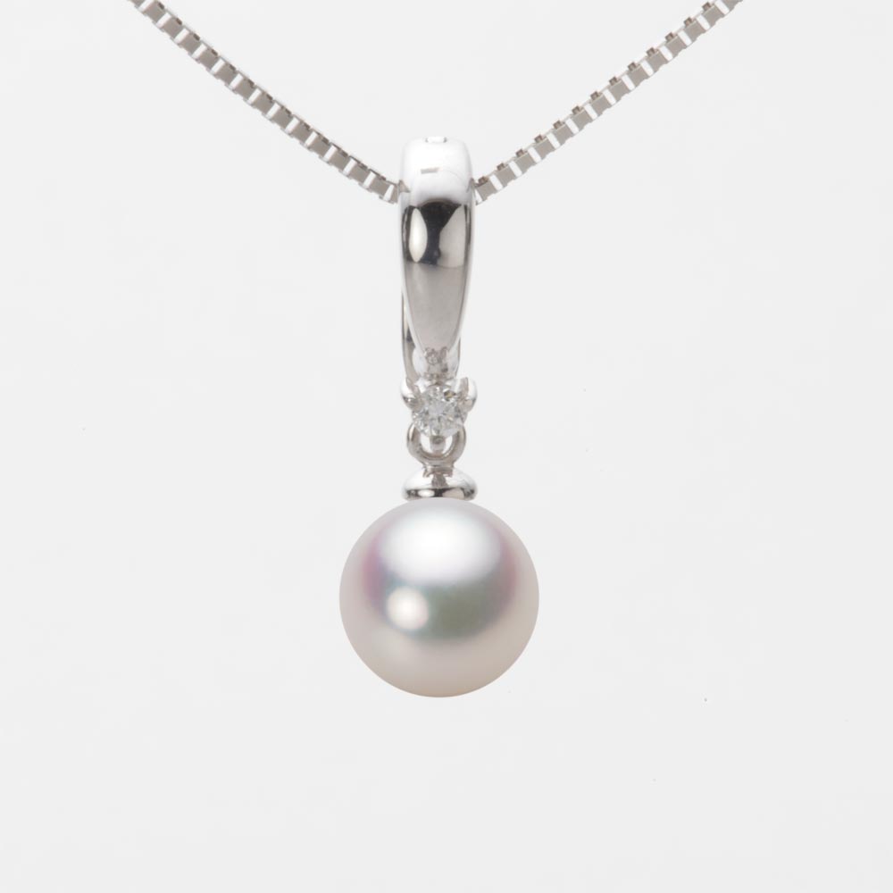 7.5mmアコヤ真珠ペンダント（ホワイトピンク・マリン）