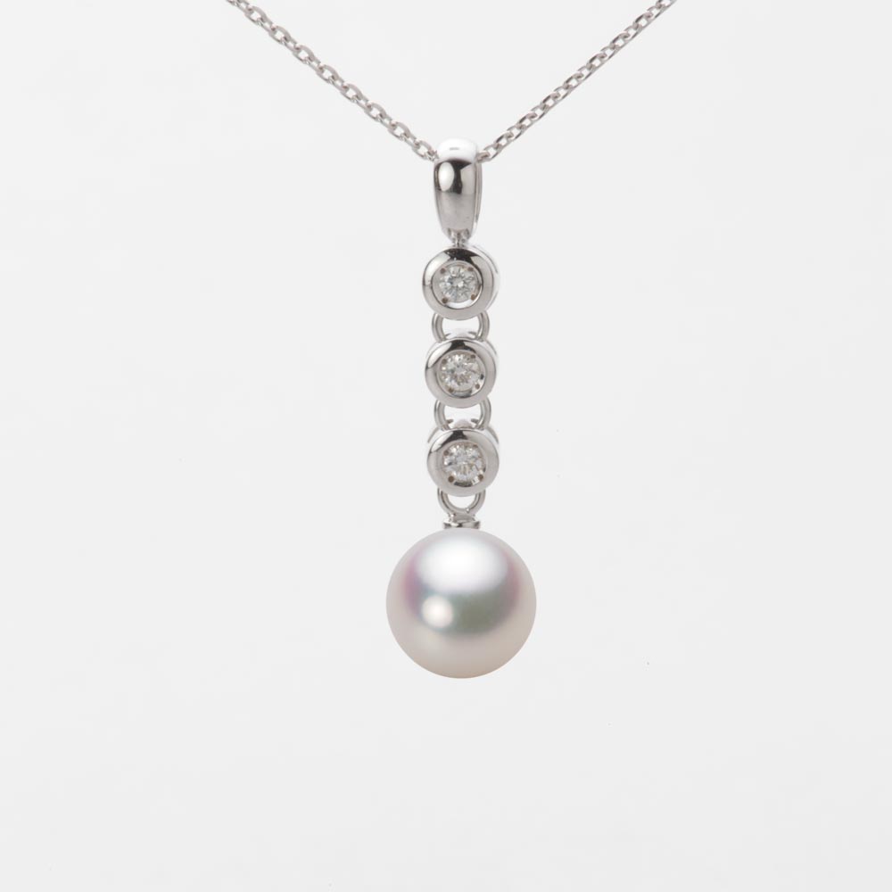 7.5mmアコヤ真珠ペンダント（ホワイトピンク・マリン）