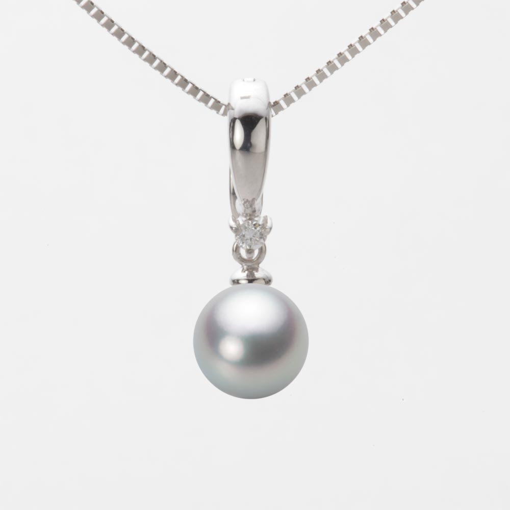 7.5mmアコヤ真珠ペンダント（シルバーグレー）