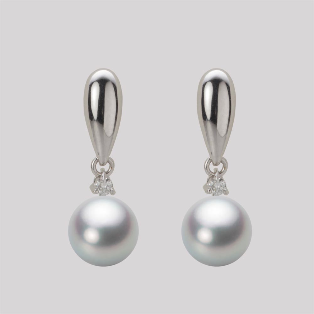 7.5mmアコヤ真珠ピアス（シルバーグレー）