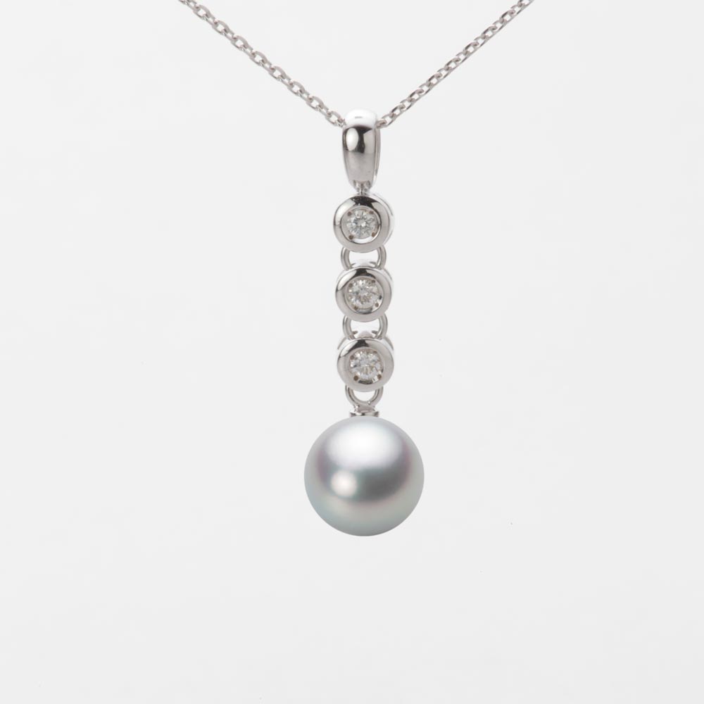 7.5mmアコヤ真珠ペンダント（シルバーグレー）