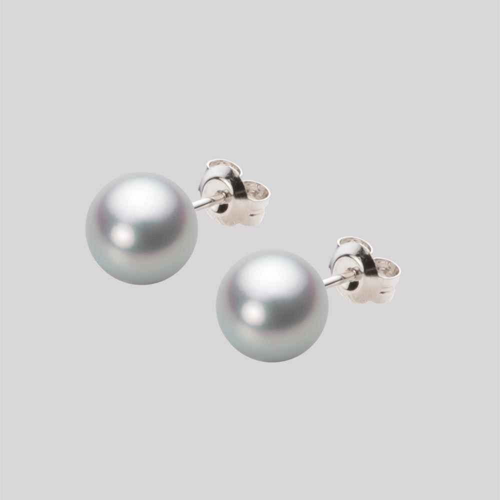 7.5mmアコヤ真珠ピアス（シルバーグレー）