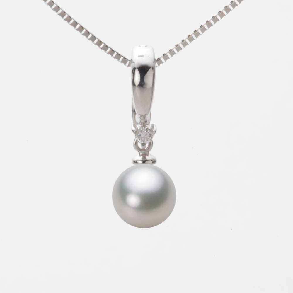 7.5mmアコヤ真珠ペンダント（シルバーグレー）