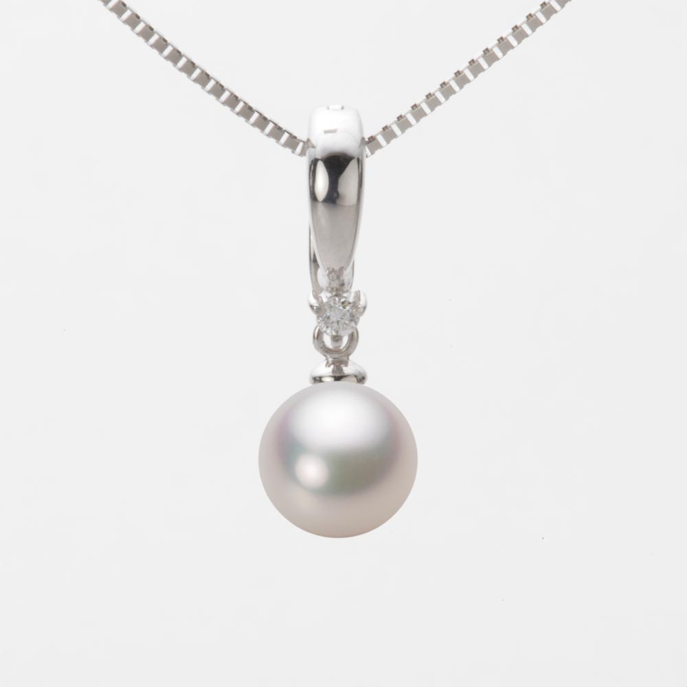 7.5mmアコヤ真珠ペンダント（ホワイトピンク・マリン）