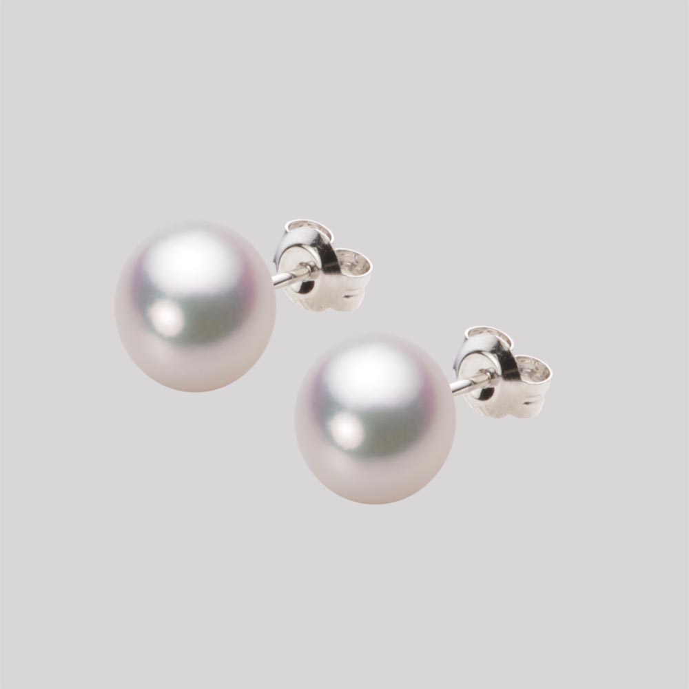 8.0mm アコヤ真珠ピアス （ホワイトピンク・マリン）