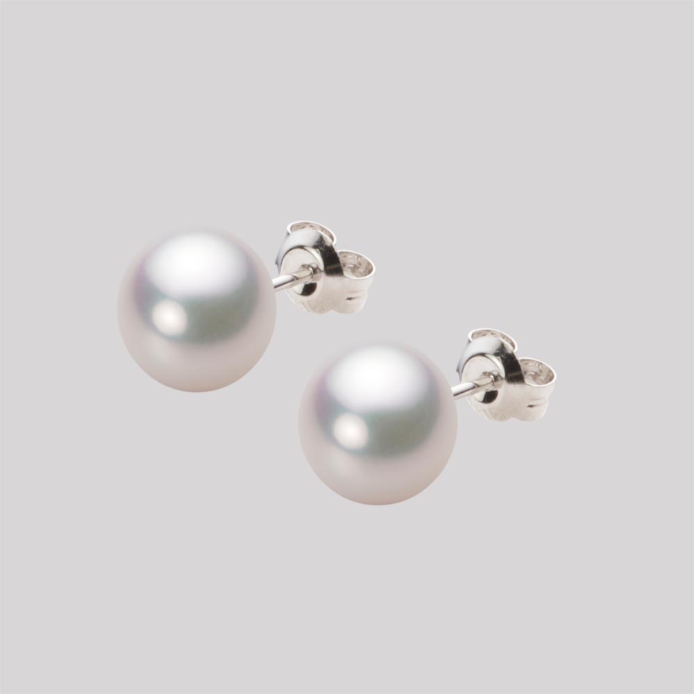 8.0mm アコヤ真珠ピアス （ホワイトピンク・マリン）