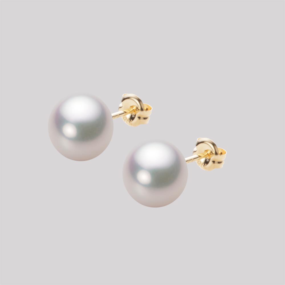 8.0mm アコヤ真珠ピアス （ホワイトピンク・マリン）