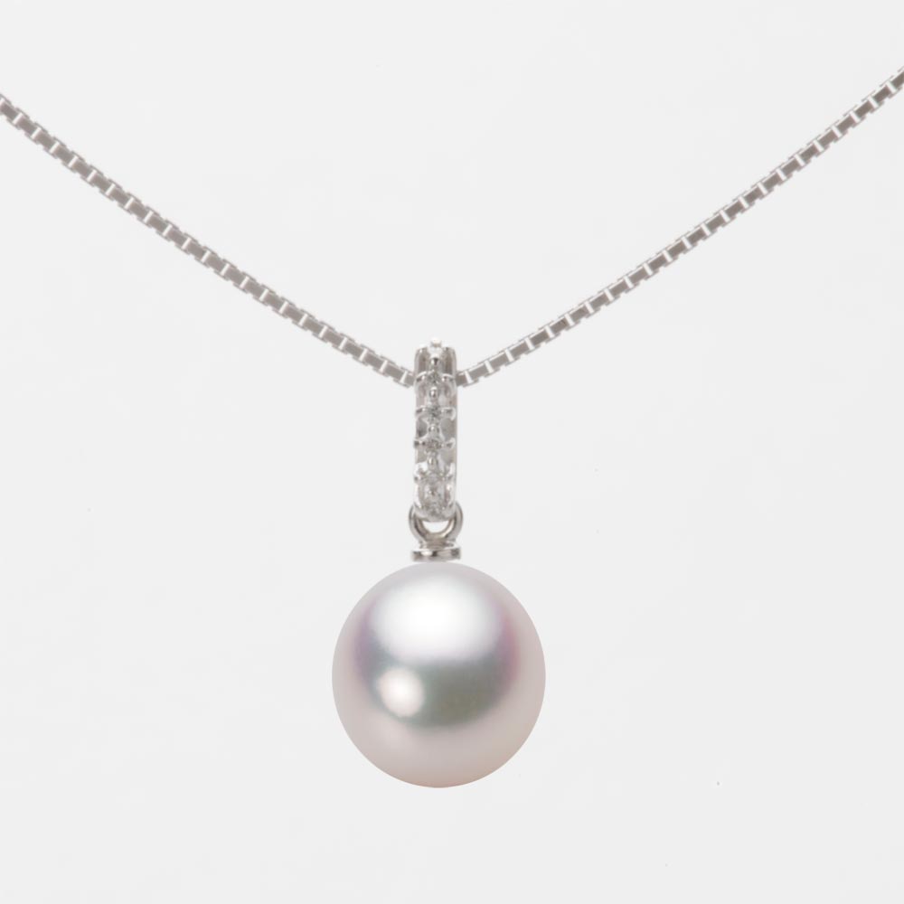 8.0mm アコヤ真珠ペンダント （ホワイトピンク・マリン）