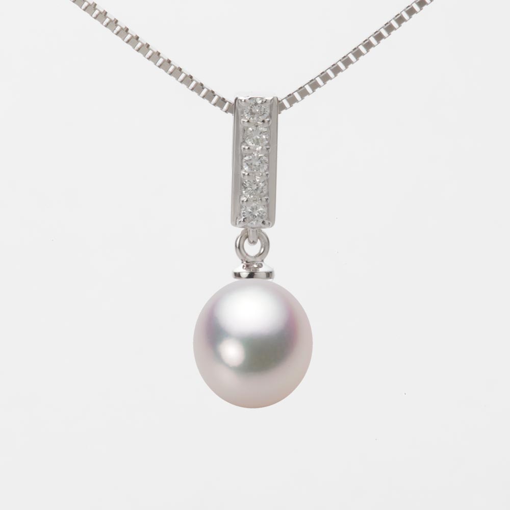 8.0mm アコヤ真珠ペンダント （ホワイトピンク・マリン）