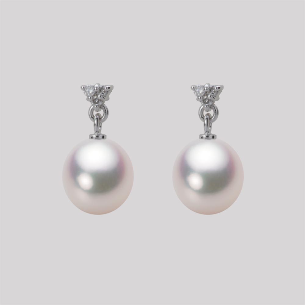 8.0mm アコヤ真珠ピアス （ホワイトピンク・マリン）