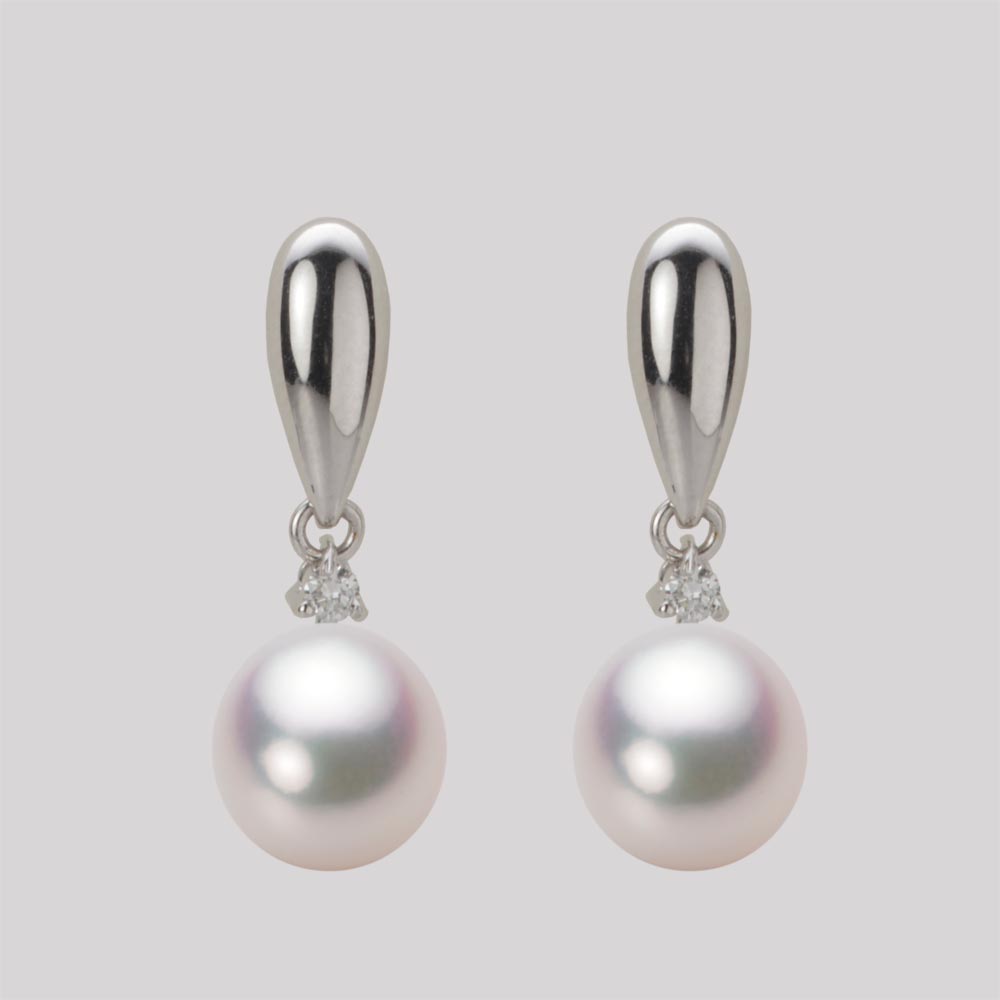 8.0mm アコヤ真珠ピアス （ホワイトピンク・マリン）