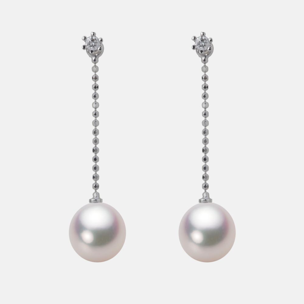 8.0mm アコヤ真珠ピアス （ホワイトピンク・マリン）