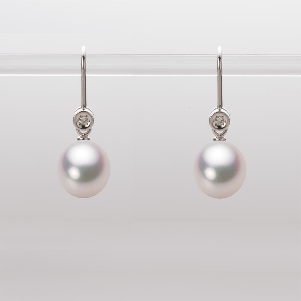 8.0mm アコヤ真珠ピアス （ホワイトピンク・マリン）