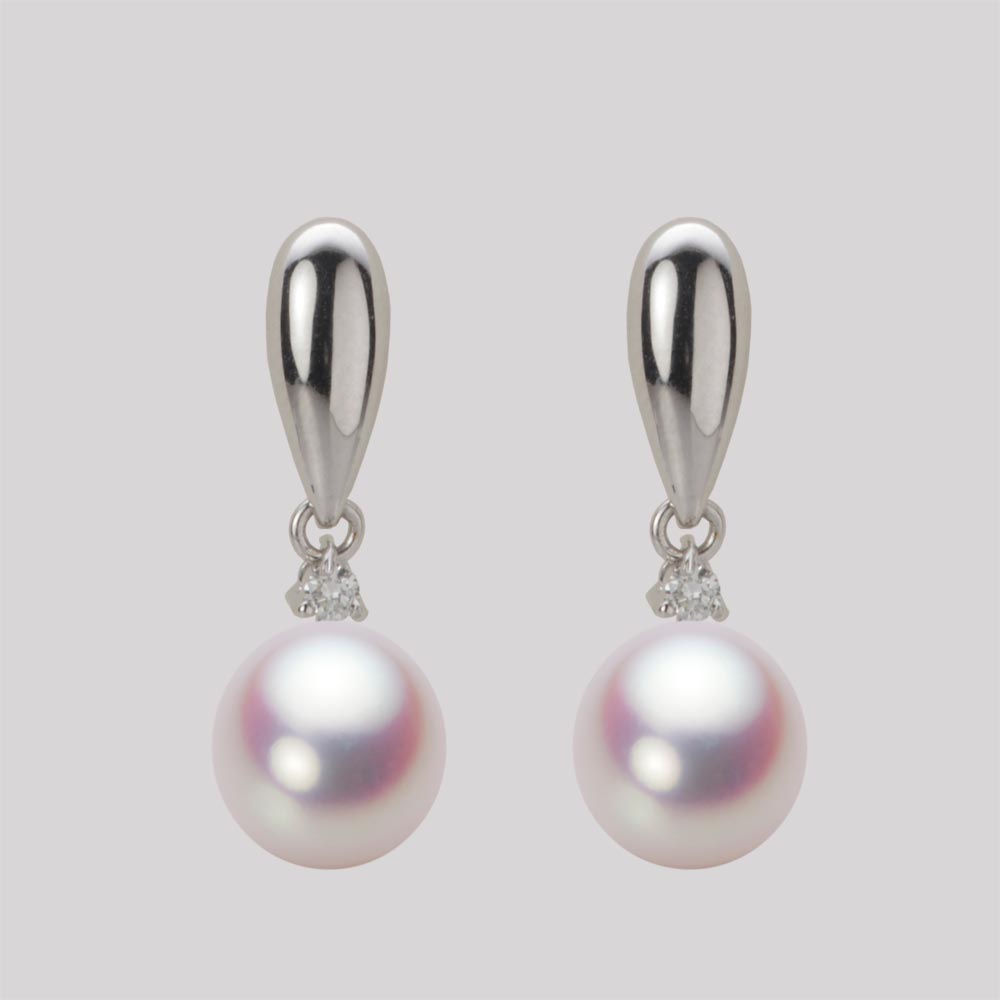 8.0mm アコヤ真珠ピアス （ホワイトピンク・ロゼ）