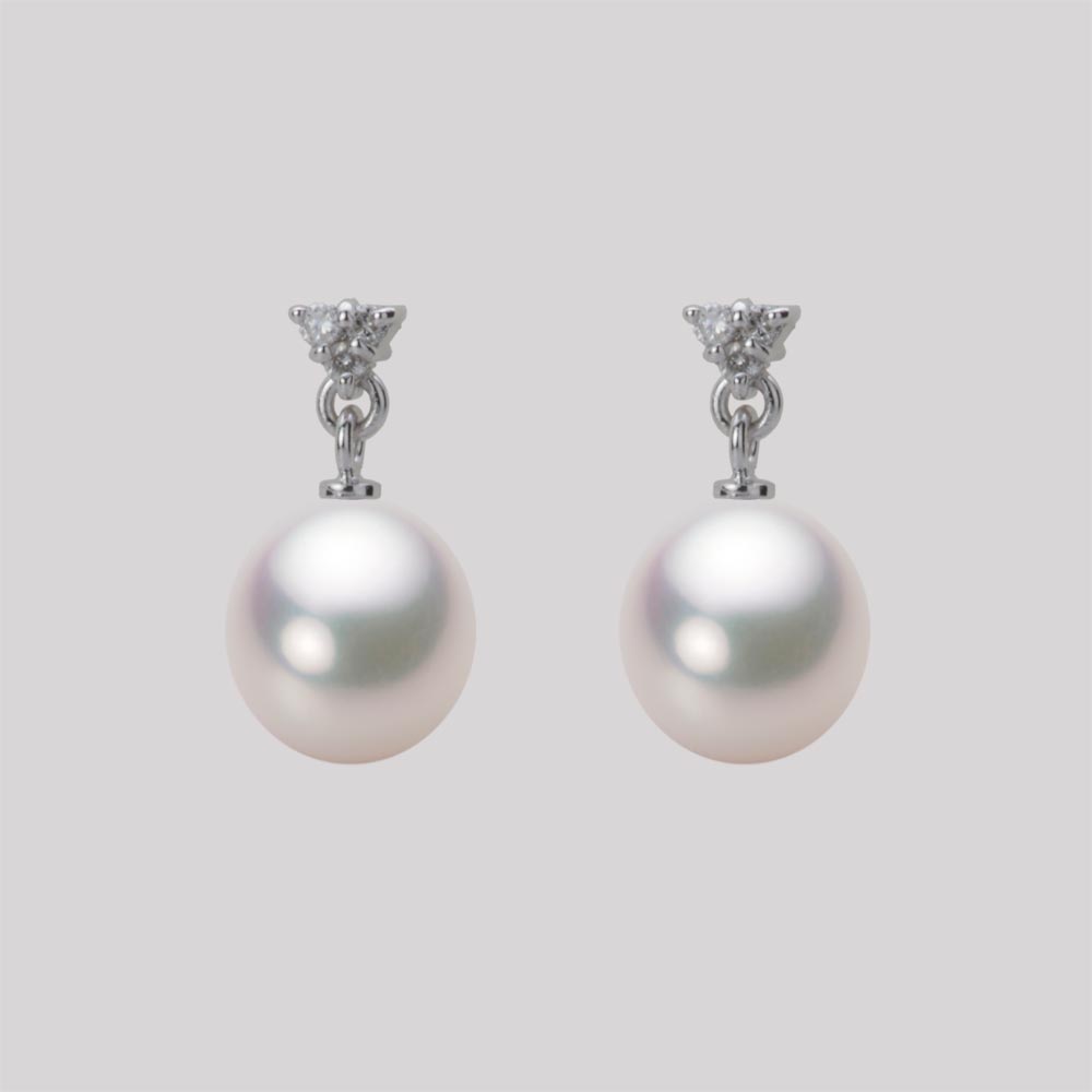 8.0mm アコヤ真珠ピアス （ホワイトピンク・マリン）