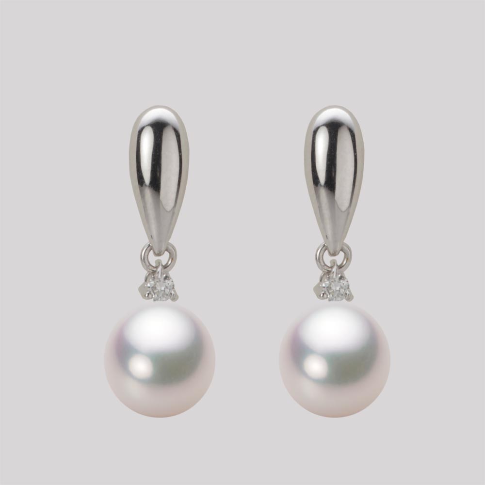 8.0mm アコヤ真珠ピアス （ホワイトピンク・マリン）