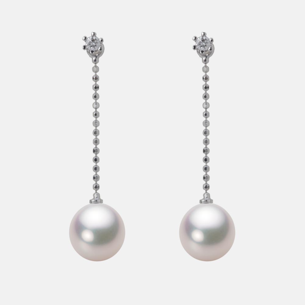 8.0mm アコヤ真珠ピアス （ホワイトピンク・マリン）