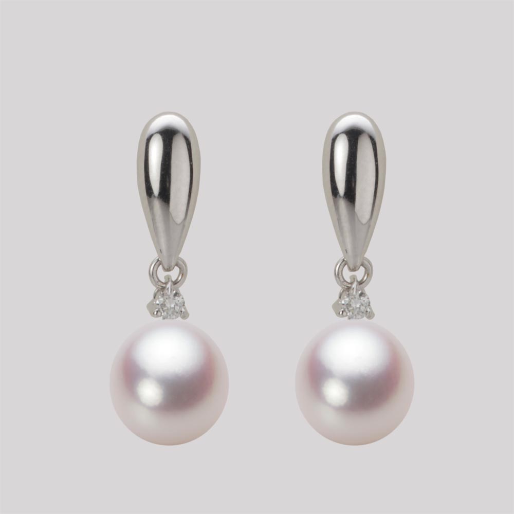 8.0mm アコヤ真珠ピアス （ホワイトピンク・ロゼ）