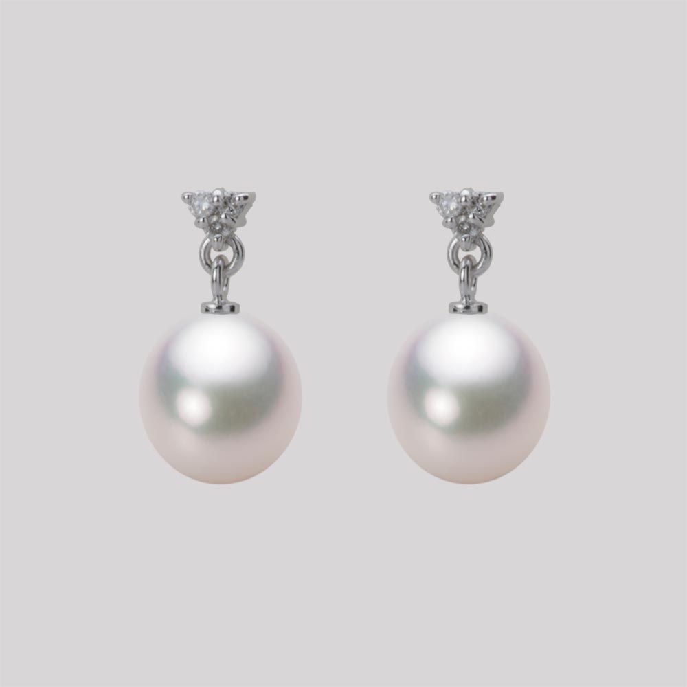 8.0mm アコヤ真珠ピアス （ホワイトピンク・マリン）