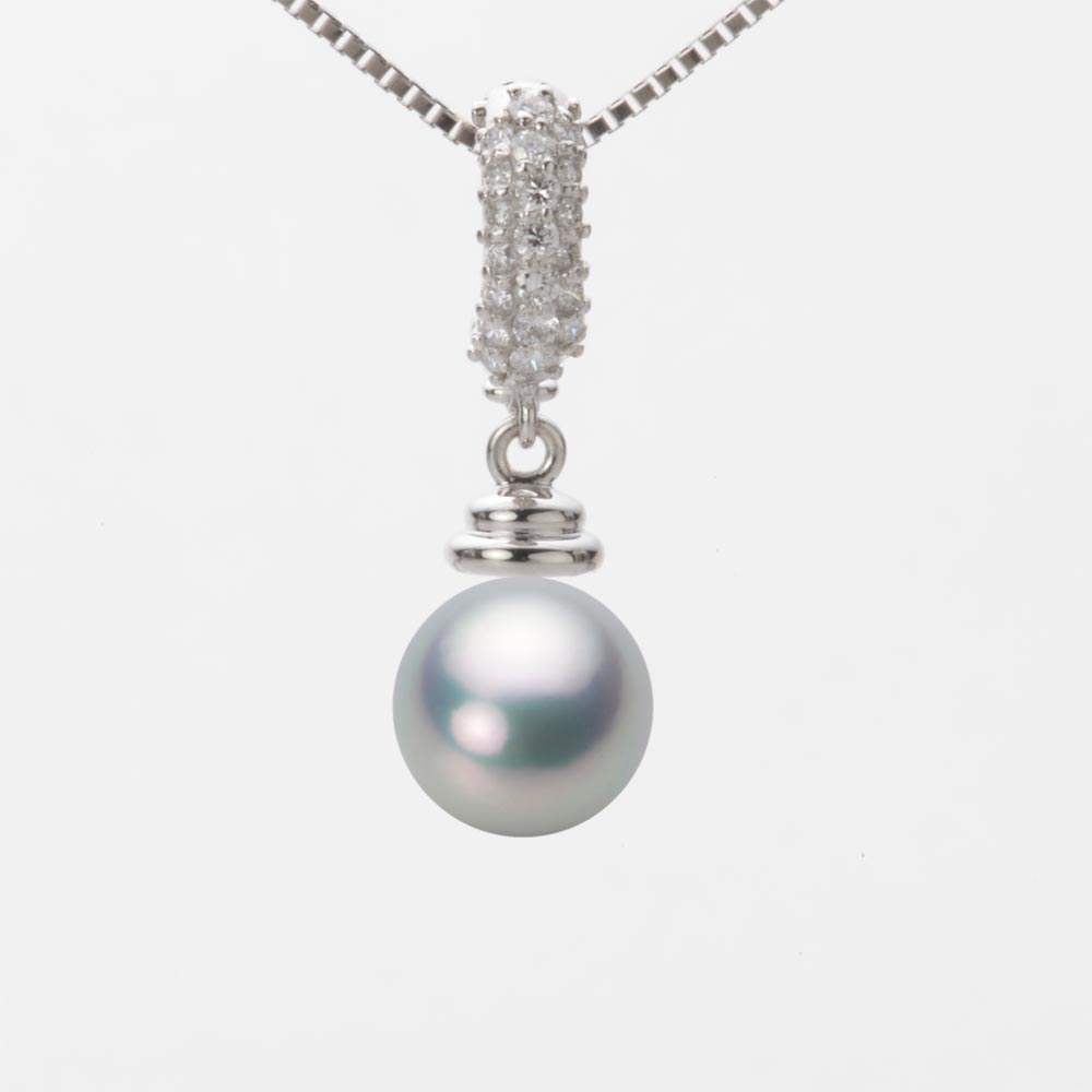 8.0mmアコヤ真珠ペンダント（シルバーグレー）