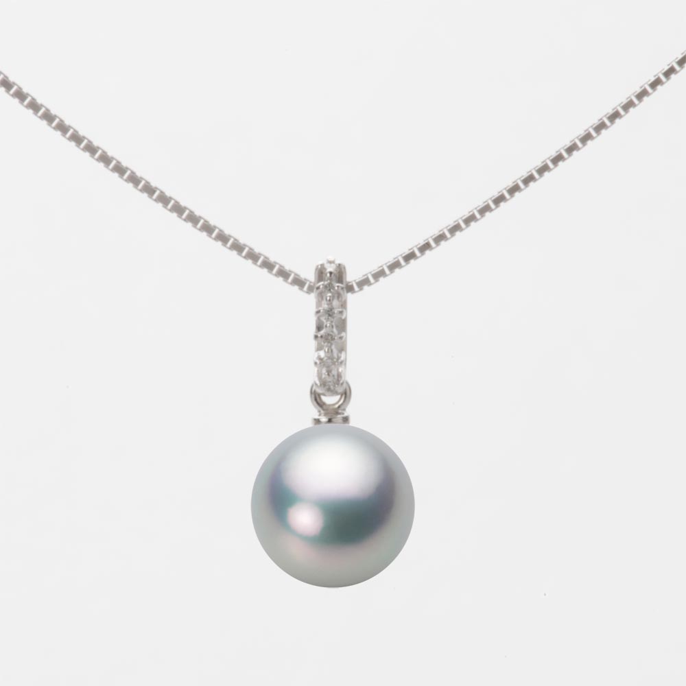 8.0mmアコヤ真珠ペンダント（シルバーグレー）