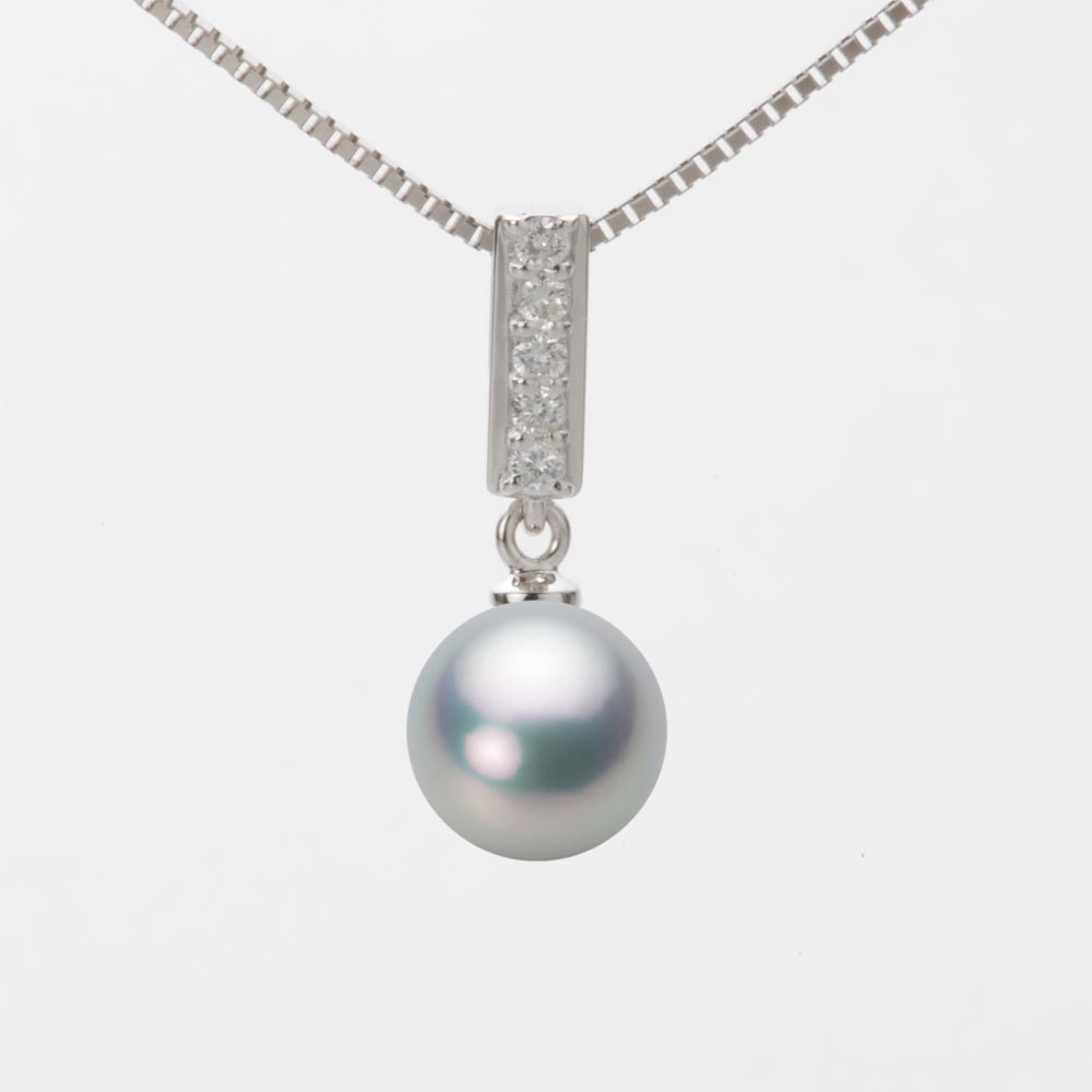 8.0mmアコヤ真珠ペンダント（シルバーグレー）