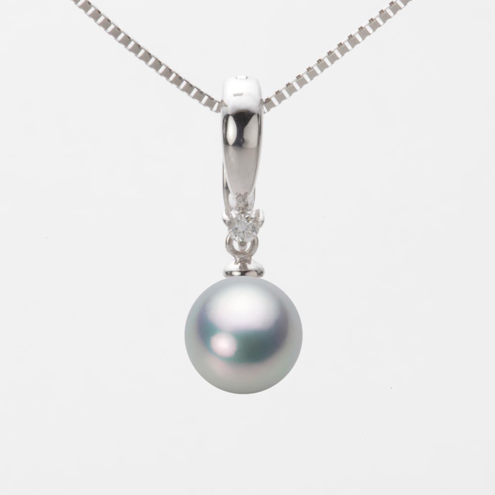 8.0mmアコヤ真珠ペンダント（シルバーグレー）