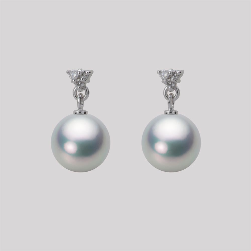 8.0mmアコヤ真珠ピアス（シルバーグレー）