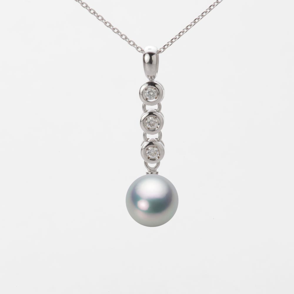 8.0mmアコヤ真珠ペンダント（シルバーグレー）