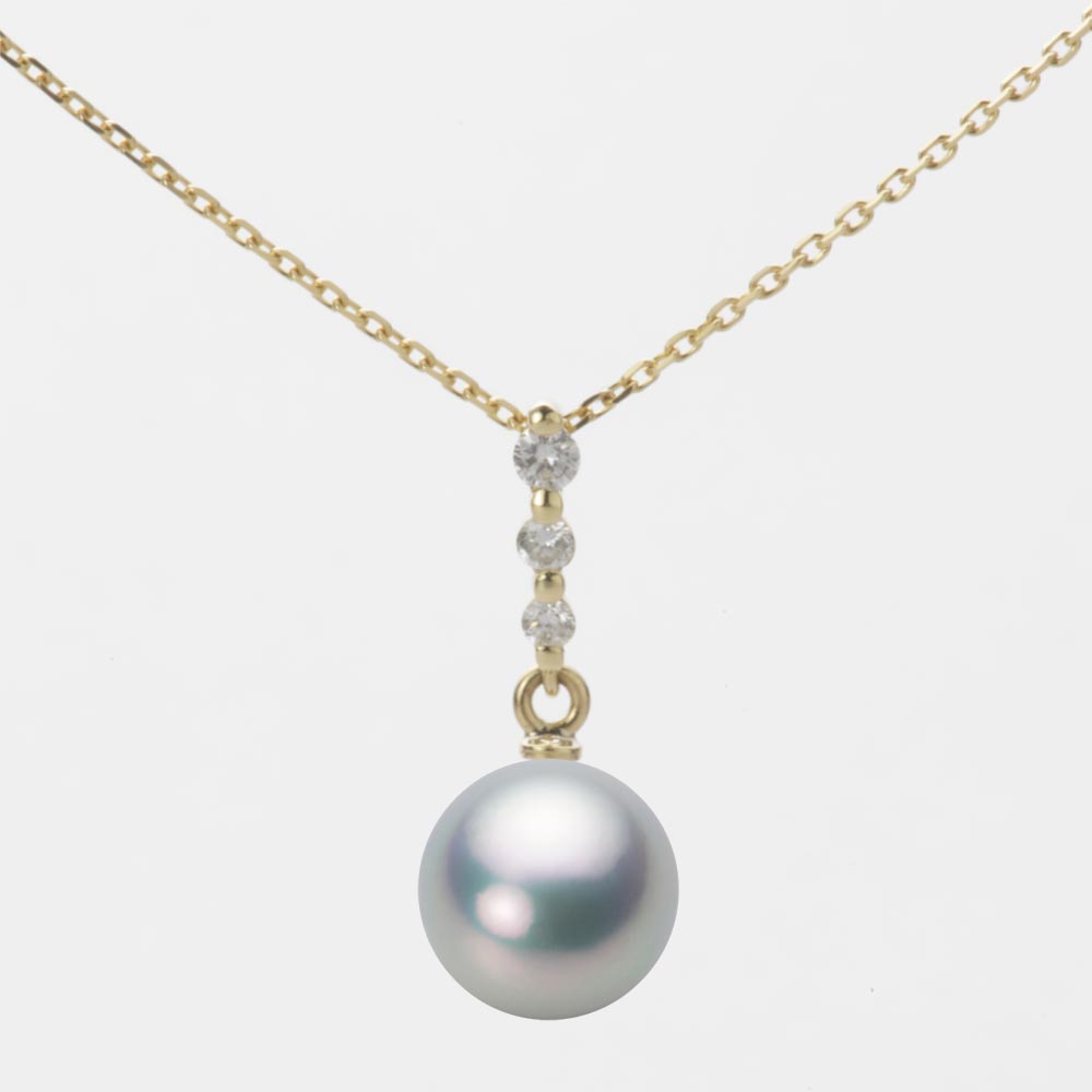 8.0mmアコヤ真珠ペンダント（シルバーグレー）