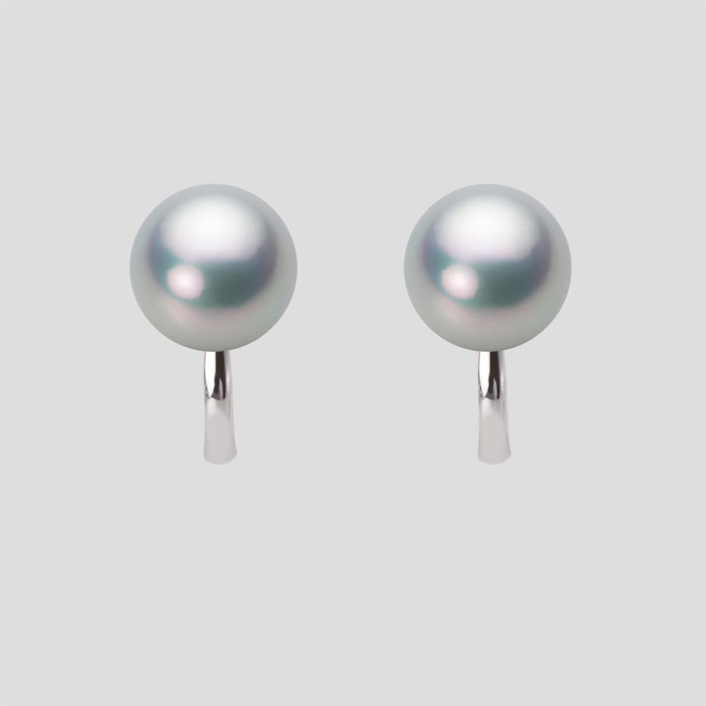 8.0mmアコヤ真珠イヤリング（シルバーグレー）
