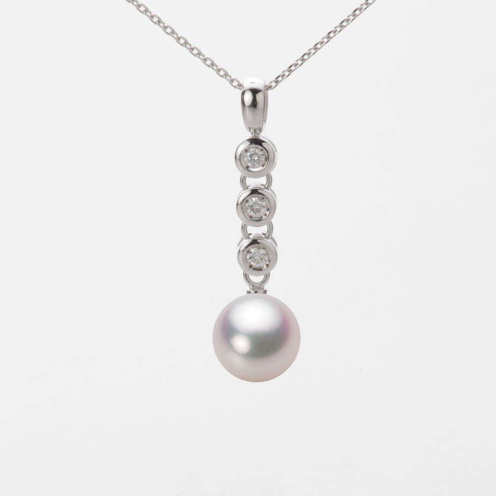 8.0mmアコヤ真珠ペンダント（ホワイトピンク・マリン）