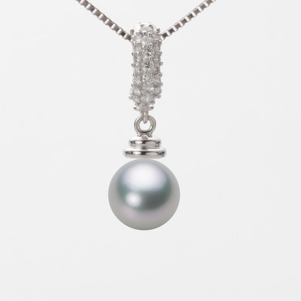8.0mmアコヤ真珠ペンダント（シルバーグレー）
