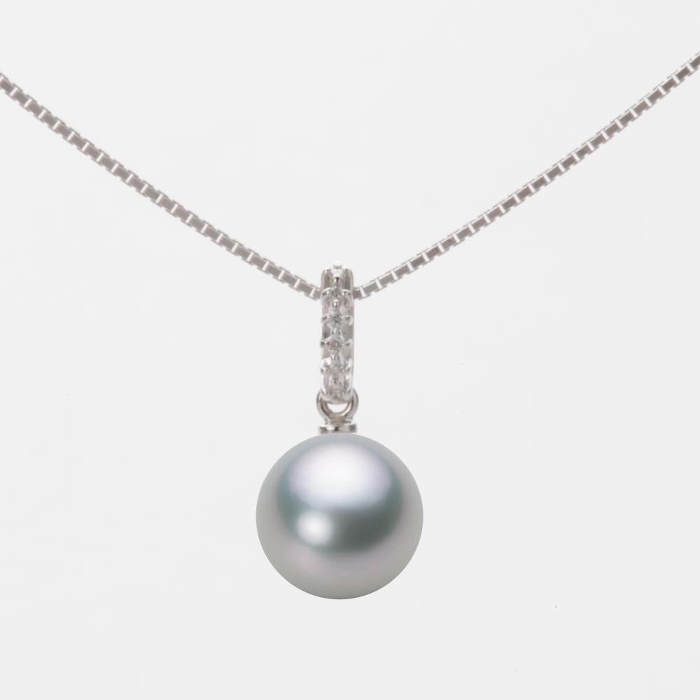 8.0mmアコヤ真珠ペンダント（シルバーグレー）