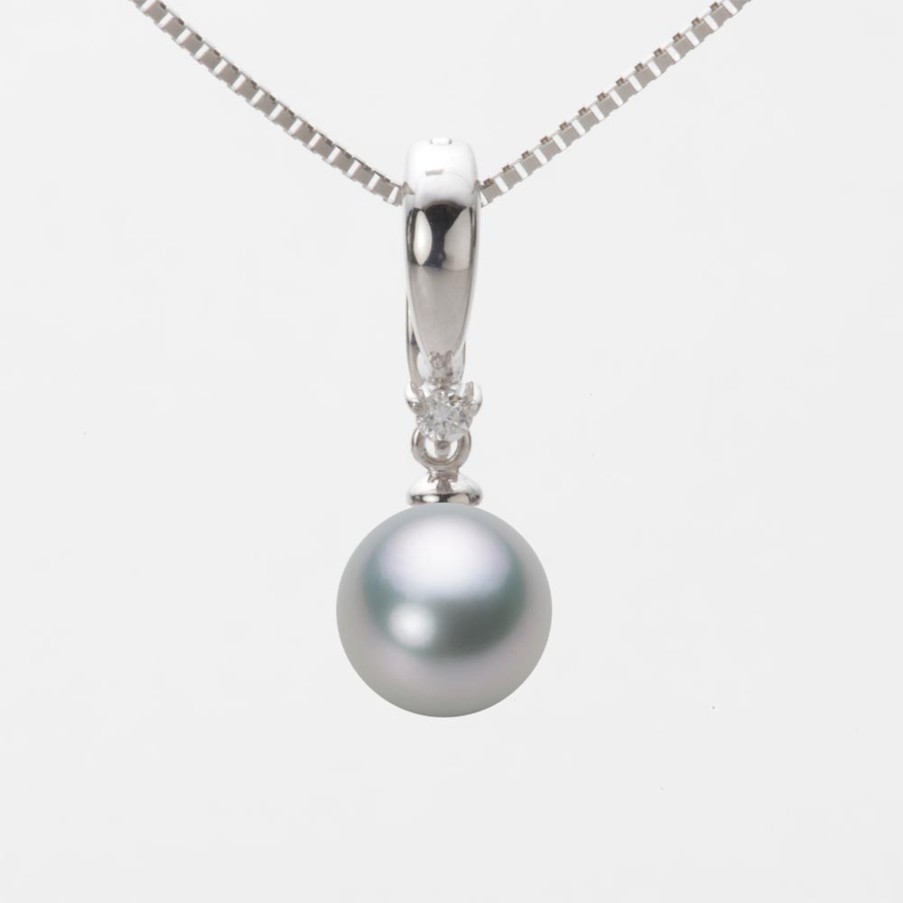 8.0mmアコヤ真珠ペンダント（シルバーグレー）