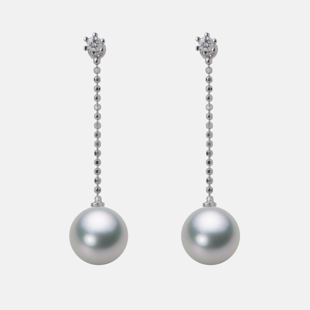 8.0mmアコヤ真珠ピアス（シルバーグレー）
