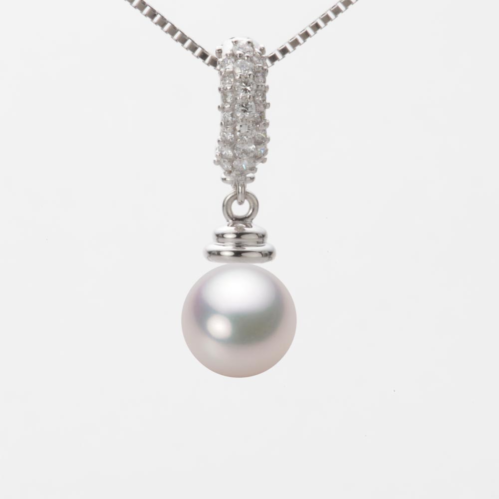 8.0mmアコヤ真珠ペンダント（ホワイトピンク・マリン）