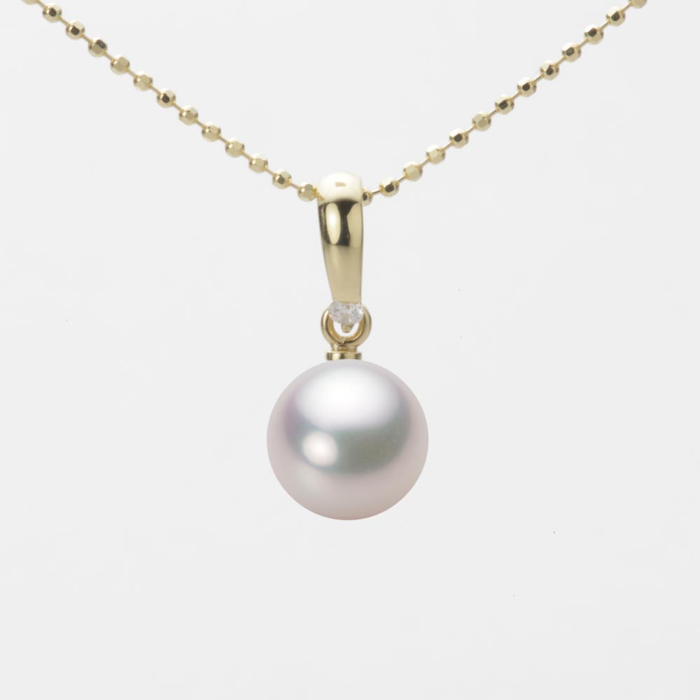 8.0mmアコヤ真珠ペンダント（ホワイトピンク・マリン）