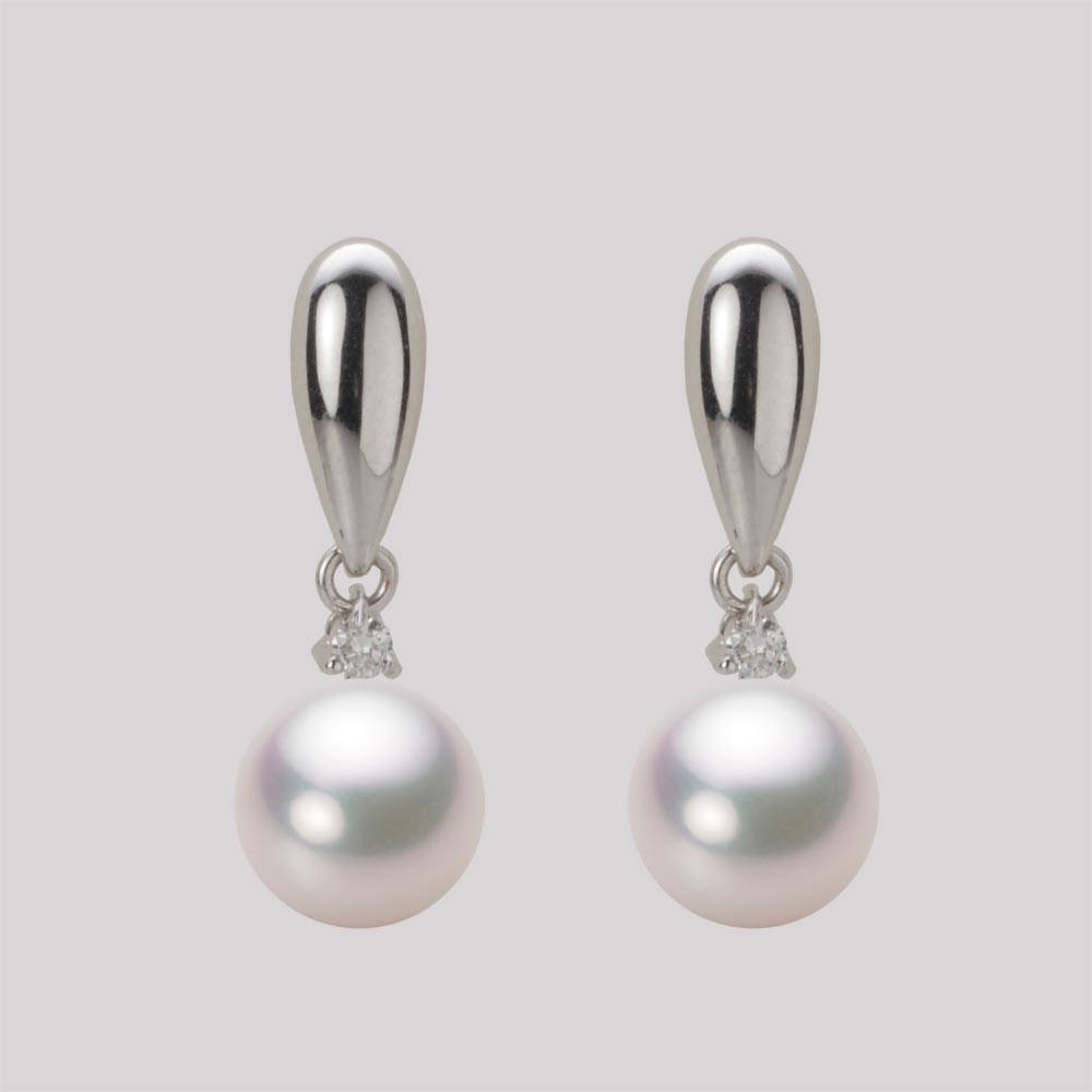 8.0mmアコヤ真珠ピアス（ホワイトピンク・マリン）