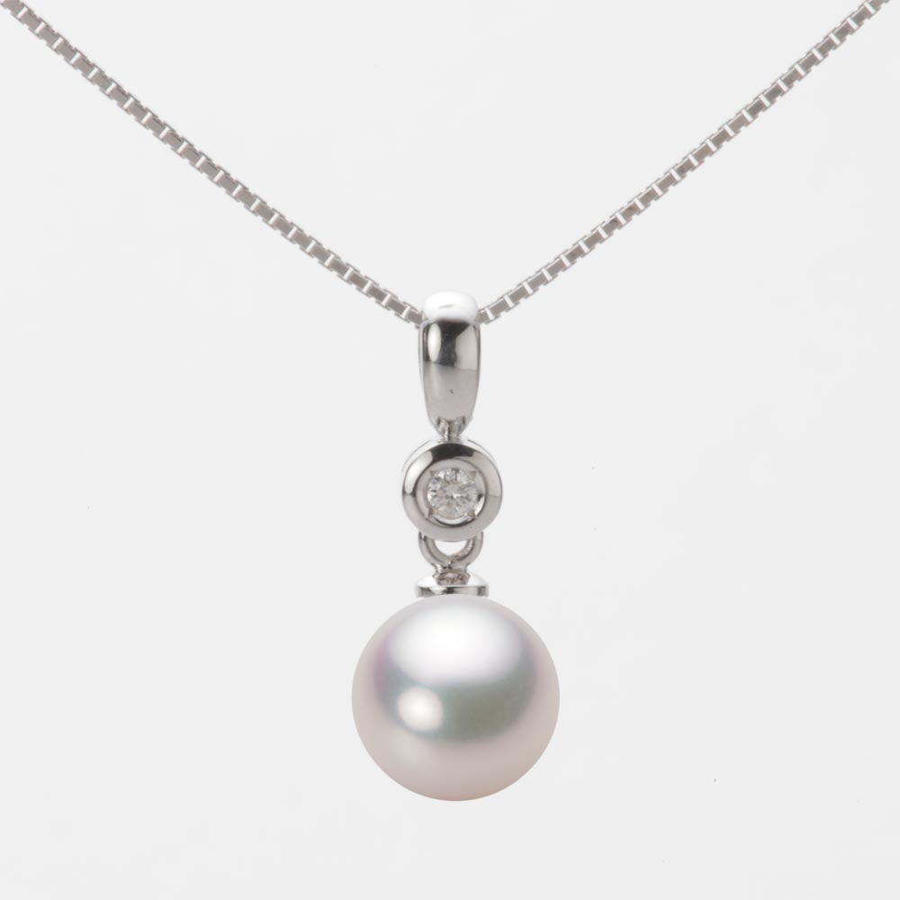 8.0mmアコヤ真珠ペンダント（ホワイトピンク・マリン）