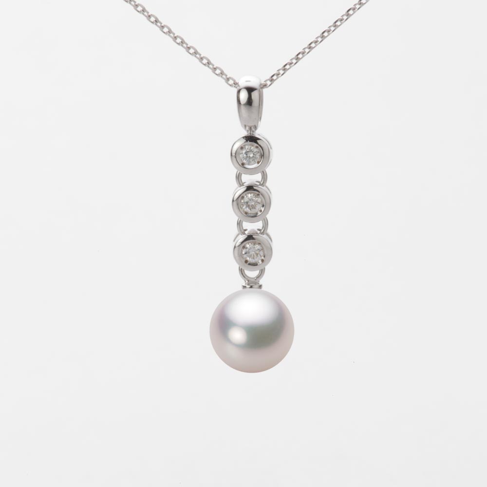 8.0mmアコヤ真珠ペンダント（ホワイトピンク・マリン）