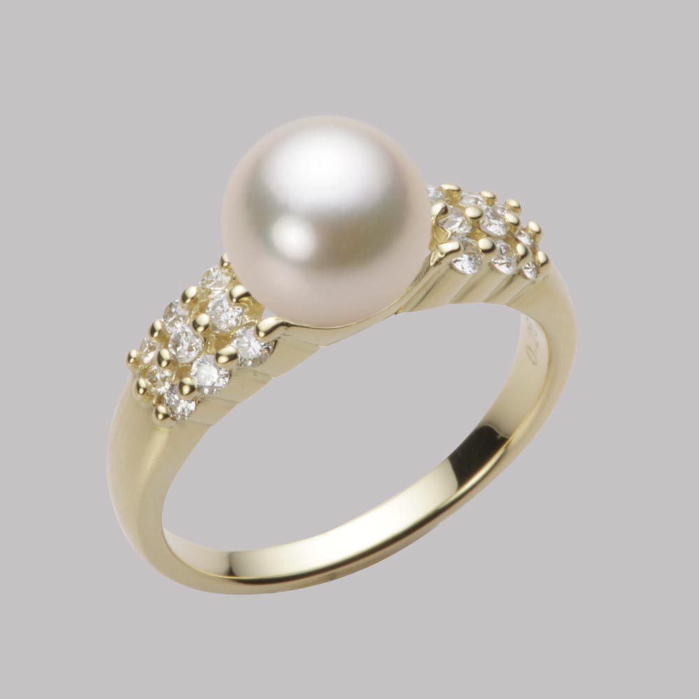 8.0mmアコヤ真珠リング（シャンパンゴールド）