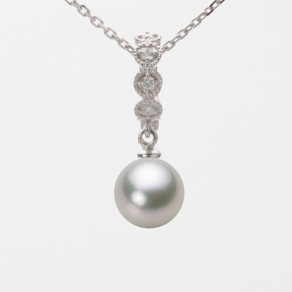 8.0mmアコヤ真珠ペンダント（シルバーグレー）