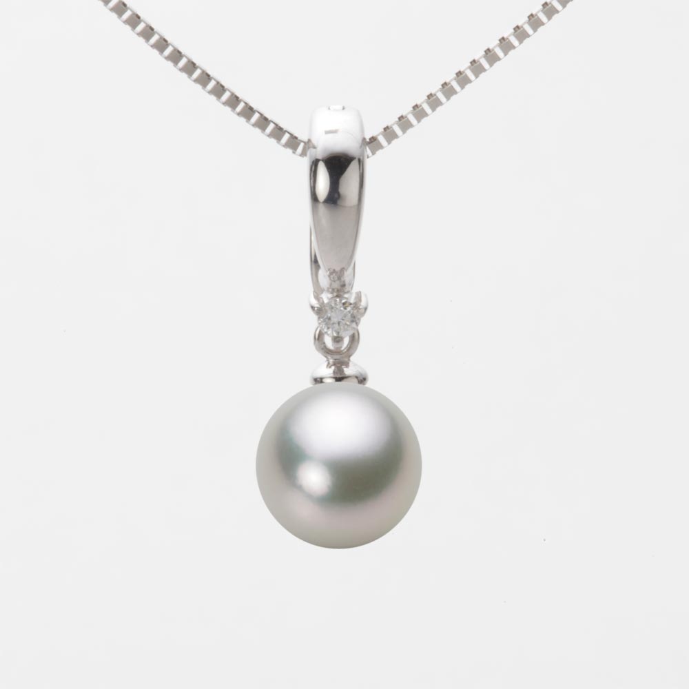 8.0mmアコヤ真珠ペンダント（シルバーグレー）
