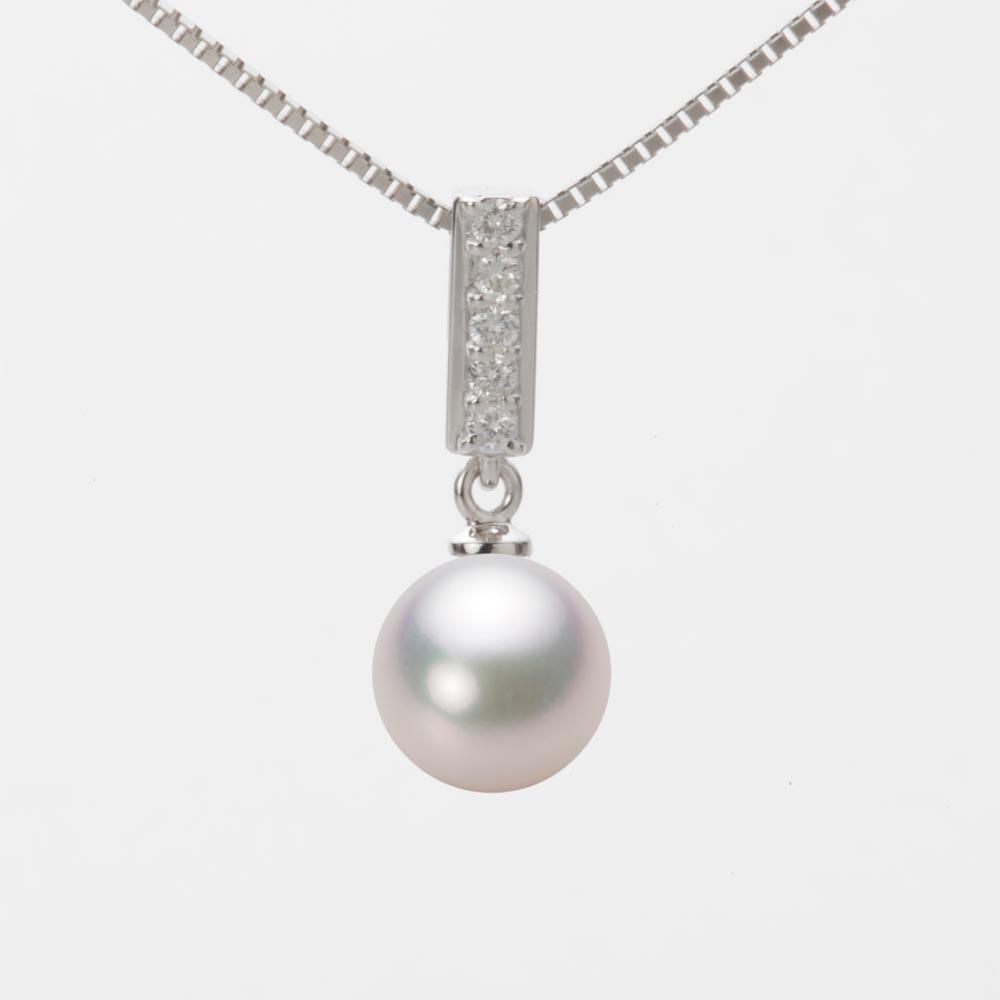 8.0mmアコヤ真珠ペンダント（ホワイトピンク・マリン）