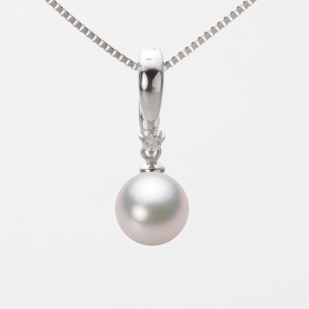 8.0mmアコヤ真珠ペンダント（ホワイトピンク・マリン）