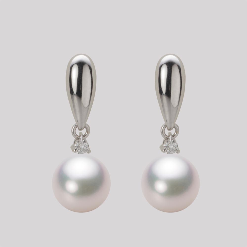 8.0mmアコヤ真珠ピアス（ホワイトピンク・マリン）