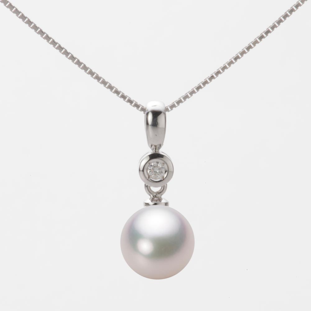 8.0mmアコヤ真珠ペンダント（ホワイトピンク・マリン）