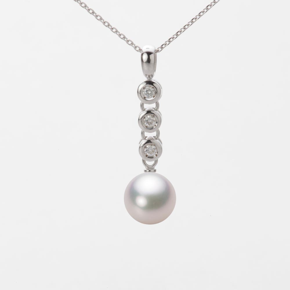 8.0mmアコヤ真珠ペンダント（ホワイトピンク・マリン）