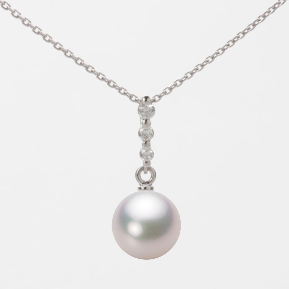 8.0mmアコヤ真珠ペンダント（ホワイトピンク・マリン）
